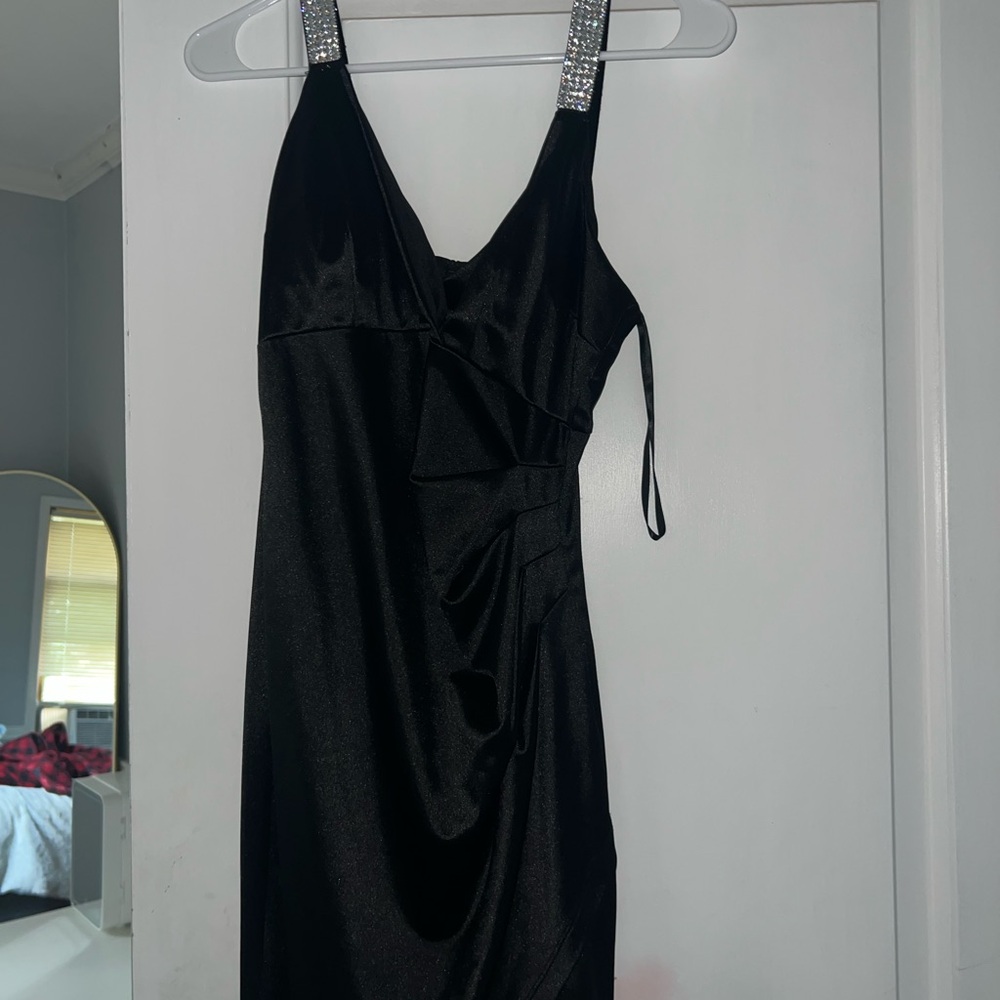 BCX Black Backless Dress with Silver Straps